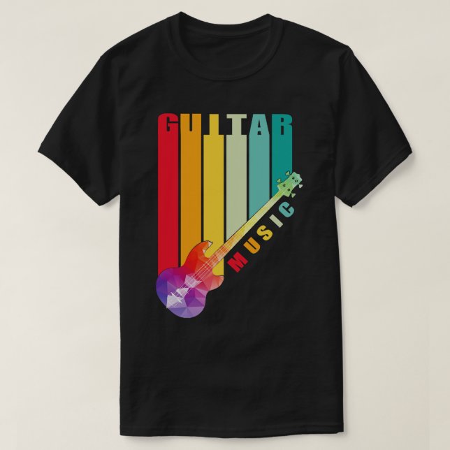 Camiseta Violão poligonal elétrico colorido (Frente do Design)