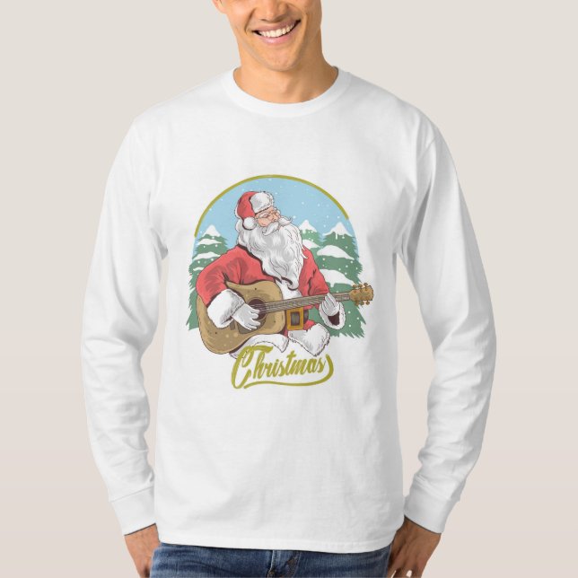 Camiseta Violão tocando Papai Noel | Natal (Frente)