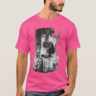 Camiseta Violão Vintage Desgastado Música Rock Roll