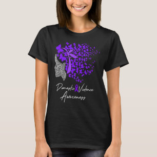 Camiseta Violência Doméstica Consciência Borboletas Roxas