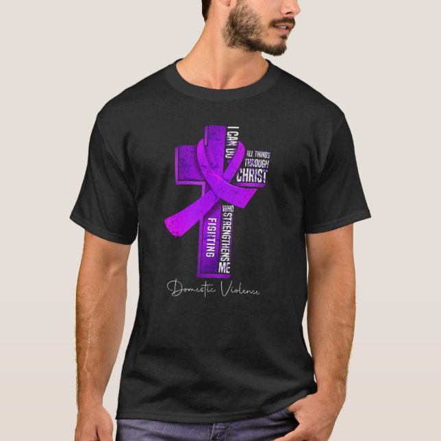Camiseta Violência Doméstica Sensibilização Cristã de Fita  (Frente)