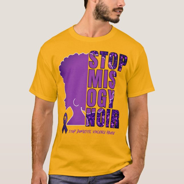 Camiseta Violência Doméstica Sensibilização PARE O MISOGYNO (Frente)