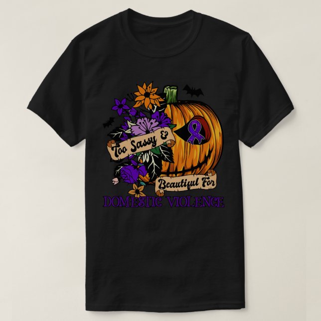 Camiseta Violência Doméstica Sensibilização retro halloween (Frente do Design)