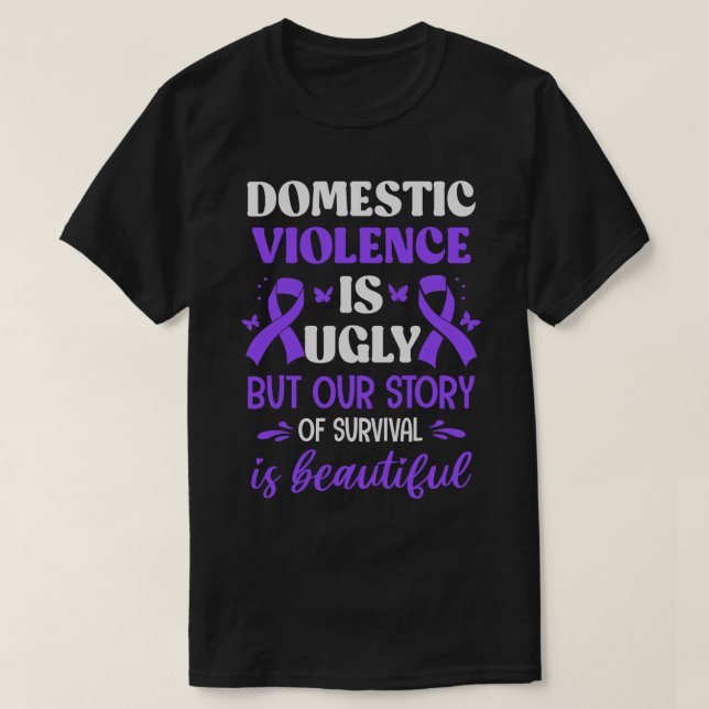 Camiseta Violência Doméstica Sobrevivente Doméstica Awarene (Frente do Design)