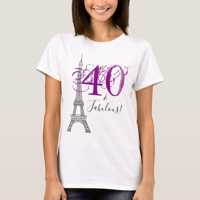 Camiseta Violet Purple 40 e Fabulosa Torre Eiffel Paris (Frente)