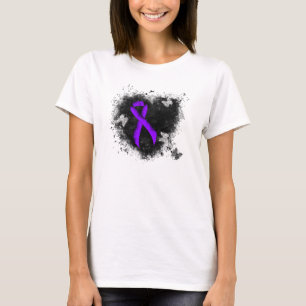 Camiseta Violet Ribbon Grunge Heart, Linfoma de Hodgkin