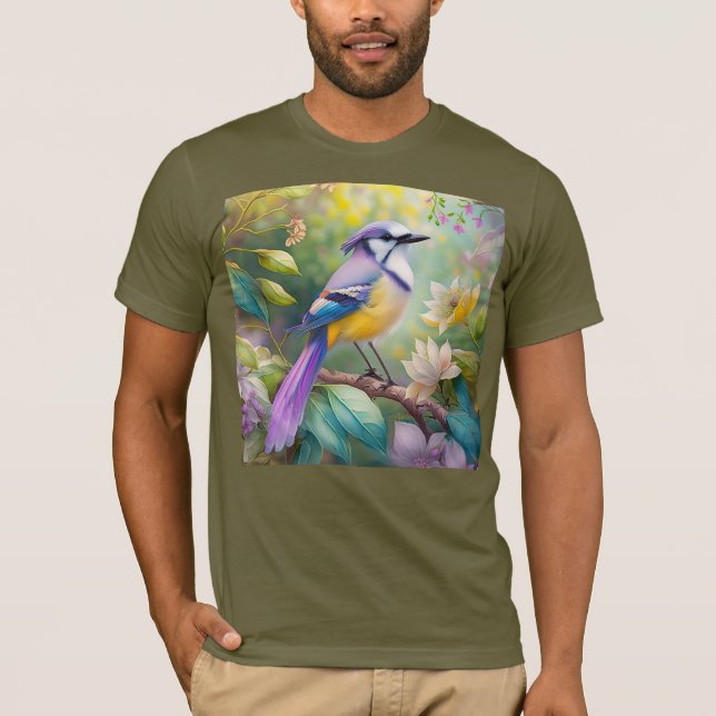 Camiseta Violet Tufted Jay Fantasy Bird (Frente)