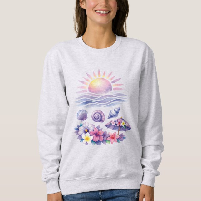 Camiseta violet watercolor creative beach (Frente)