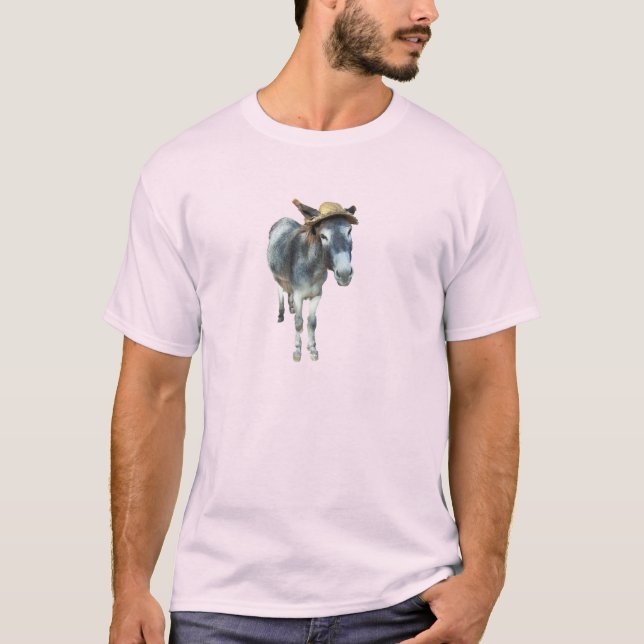 Camiseta Violeta o asno no chapéu de palha com flores (Frente)