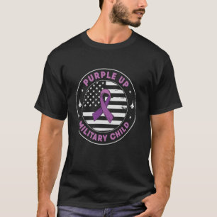 Camiseta Violetas para Crianças Militares Mês da Criança Mi
