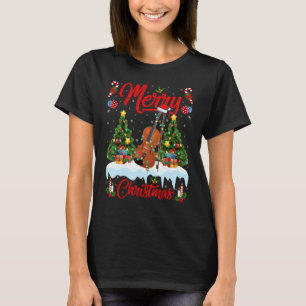 Camiseta Violin Lights Xmas Tree Papais noeis Violino no Na