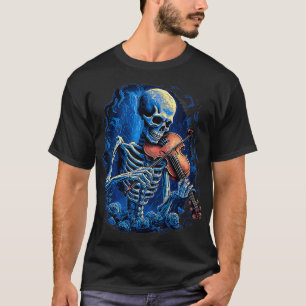Camiseta Violin Music Lover Skeleton tocando violino Cello