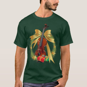 Camiseta Violin Music Santa Hat Roupa de Natal