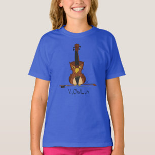 Camiseta Violin Owl Engraçado Música infantil