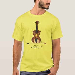 Camiseta Violin Owl Engraçado Música infantil