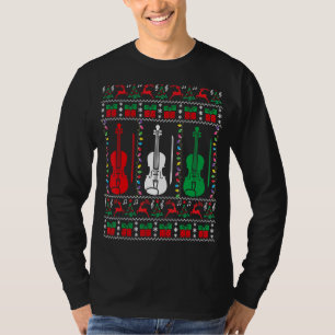 Camiseta Violin Ugly Christmas Sweater Violinista Família X