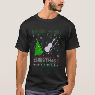 Camiseta Violin Xmas Tree Lighting Ugly Christmas Sweater