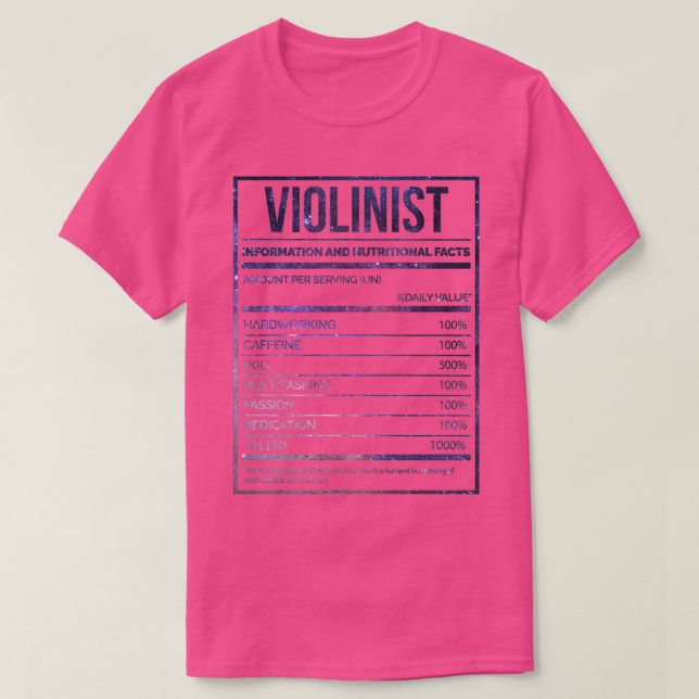 Camiseta Violinist Funny Violin Nutrition Label (Frente do Design)