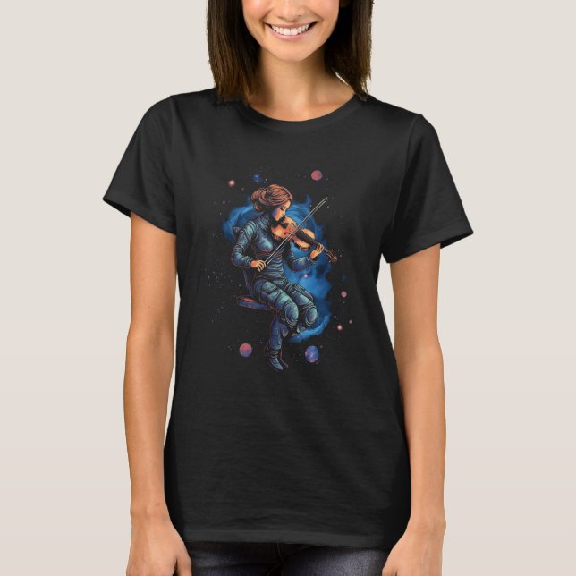 Camiseta Violinist Girl In Space Violin String Player Class (Frente)