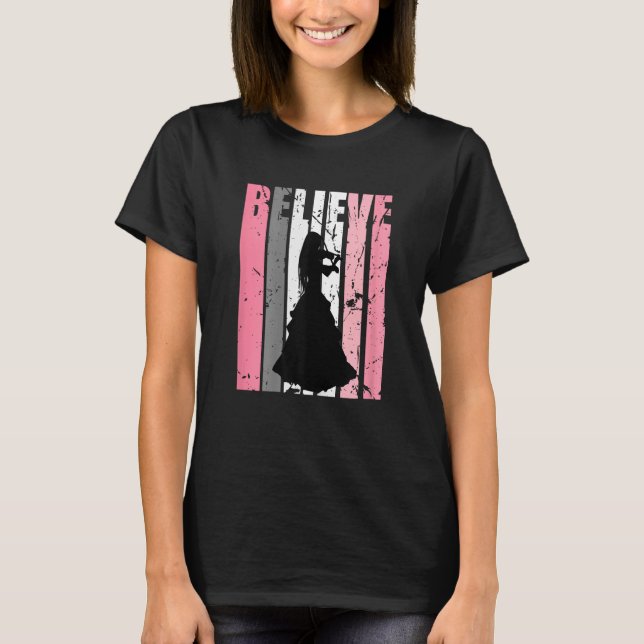 Camiseta Violinist Violin Player Fan Believe Music Girl Ret (Frente)