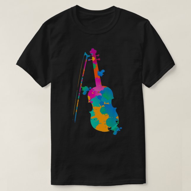 Camiseta Violino Colorido (Frente do Design)