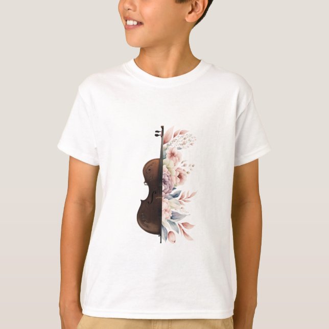 Camiseta Violino com flores. (Frente)