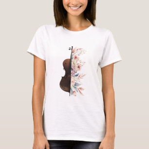 Camiseta Violino com flores.