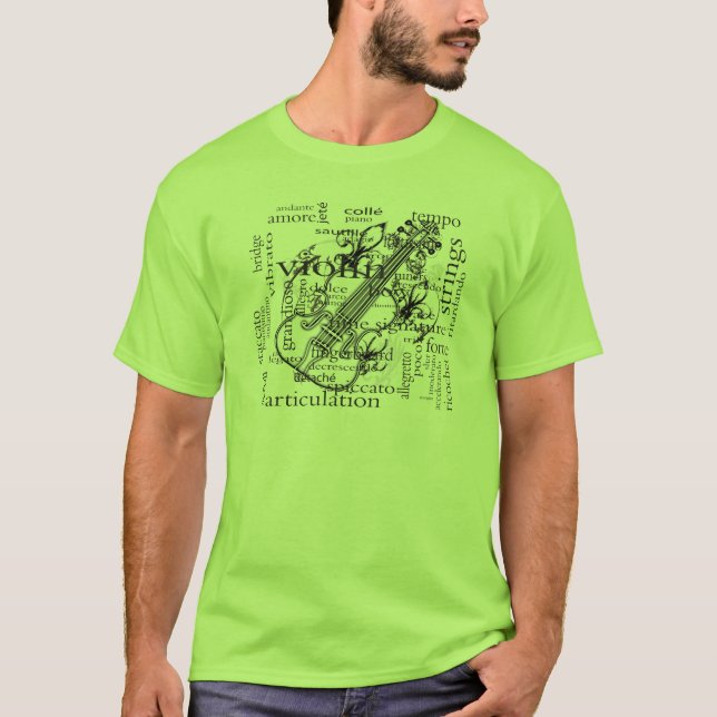Camiseta violino com palavras (Frente)