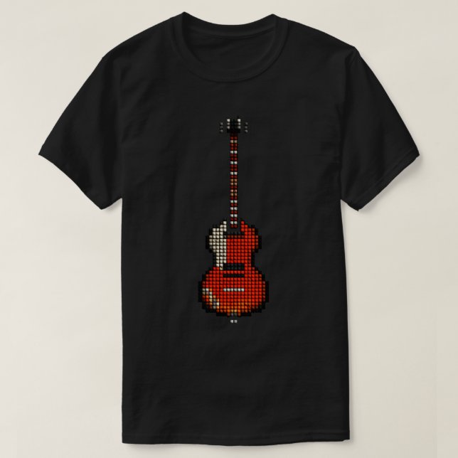 Camiseta Violino da Esquerda do Pixel Cortado com Telas (Frente do Design)
