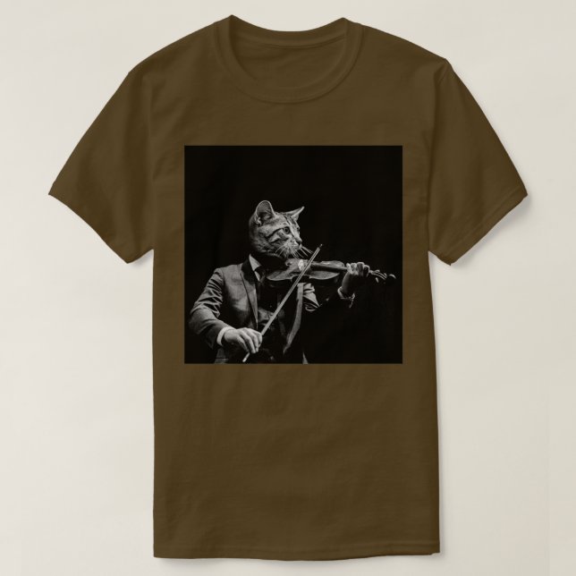 Camiseta violino de gato preto (Frente do Design)