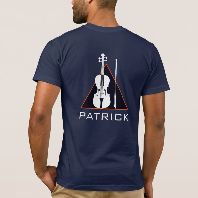 Camiseta Violino de marinho com nome mínimo e moderno violi (Verso)