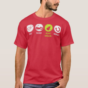 Camiseta Violino Engraçado Coma Sono Tocar Violino Repetir
