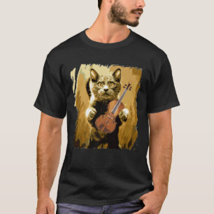 Camiseta Violino Jogador de Música Cat Violinista