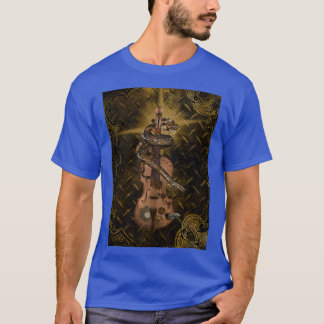 Camiseta Violino steampunk com dragão chinês steampunk e