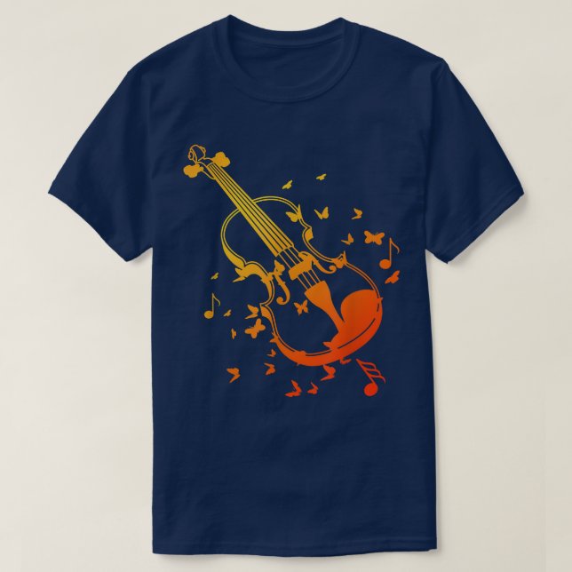Camiseta Violins Player Sheet Music Butterflies 3294 (Frente do Design)