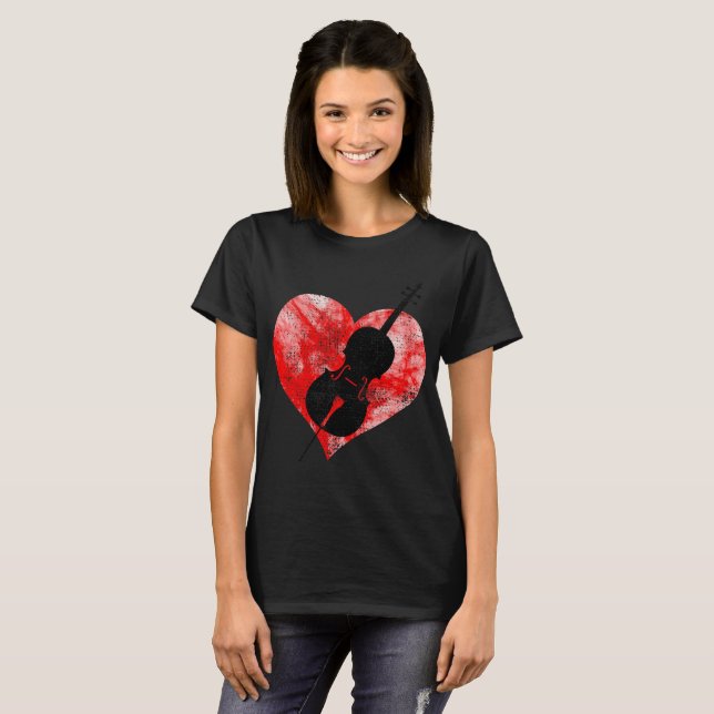 Camiseta Violoncelo coração amor (Frente Completa)