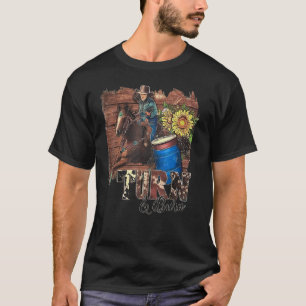 Camiseta Vira e Queima Cowgirl Montando Cavalo Girassol Oci