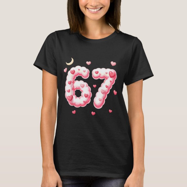 Camiseta Viral 67 Kawaii Hearts Valentine's Day Girls Humor (Frente)