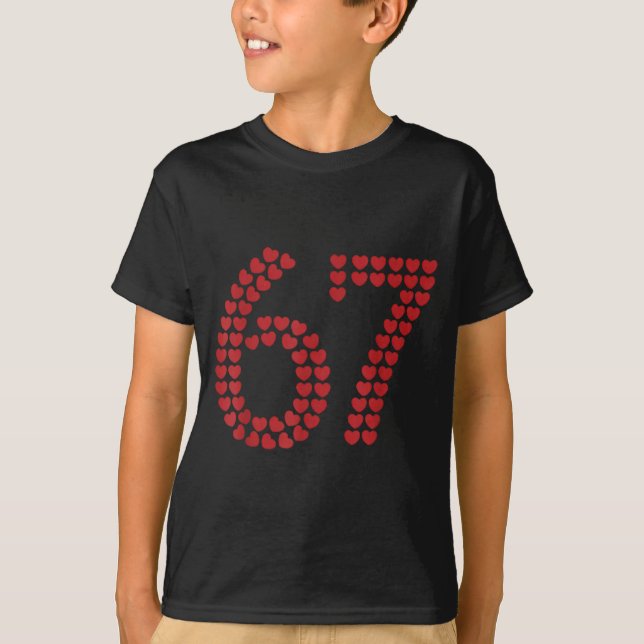 Camiseta Viral Six Seven Love 67 Hearts Valentine's Day Cli (Frente)