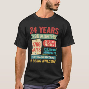 Camiseta Virando 24 Anos 24º Aniversário Decorações Bda