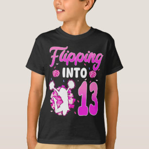 Camiseta Virando Cheerleader de 13 anos Garota de Aniversár