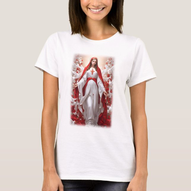 Camiseta Virgem Abençoada Maria Católica Cristã (Frente)