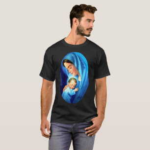 Camiseta Virgem Abençoada Maria com Jesus bebê
