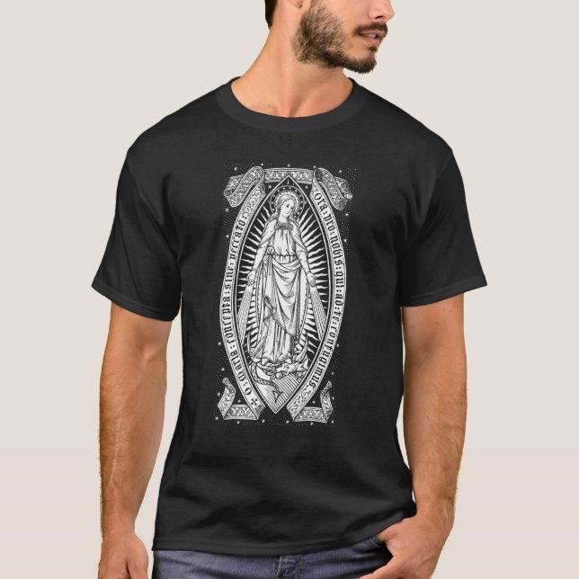 Camiseta Virgem Abençoada Mary Vintage Maria Católica (Frente)