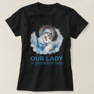Camiseta Virgem Católica Mary Nossa Senhora de Ajuda Perpét