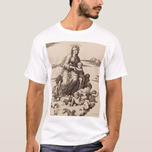 Camiseta Virgem e Criança nas Nuvens