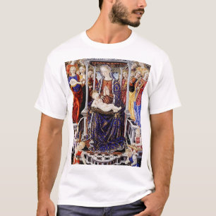Camiseta Virgem e Menino Entronizados com Anjo que Faz Músi