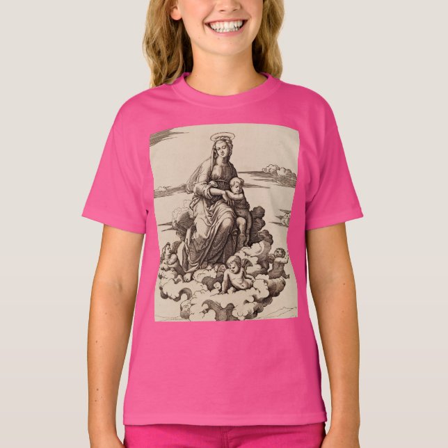 Camiseta Virgem e Menino nas Nuvens (Frente)