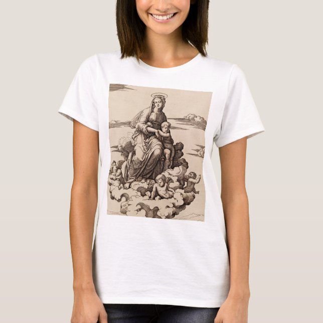 Camiseta Virgem e Menino nas Nuvens (Frente)