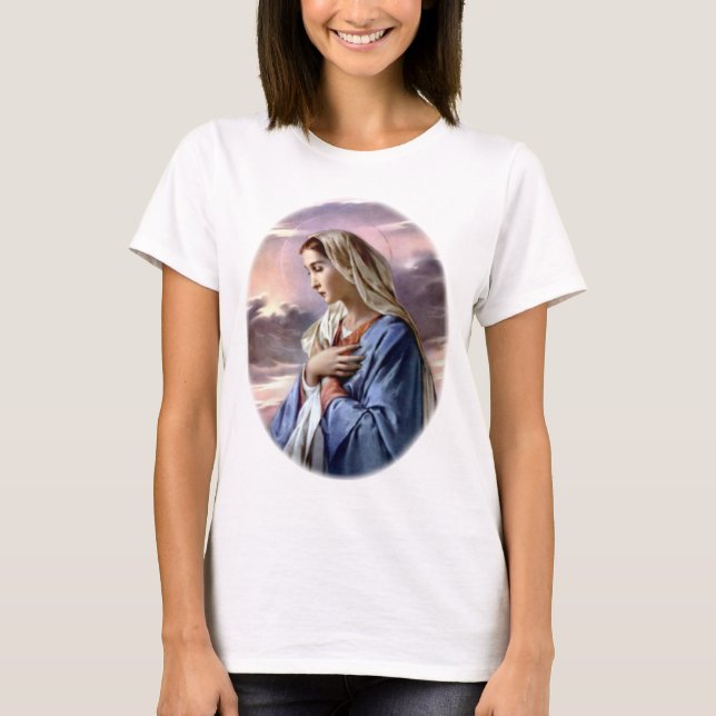 Camiseta Virgem Maria abençoada - mãe do deus (Frente)